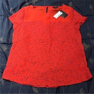 RW&CO. Red and Black Dotted Short Sleeve Blouse - size M